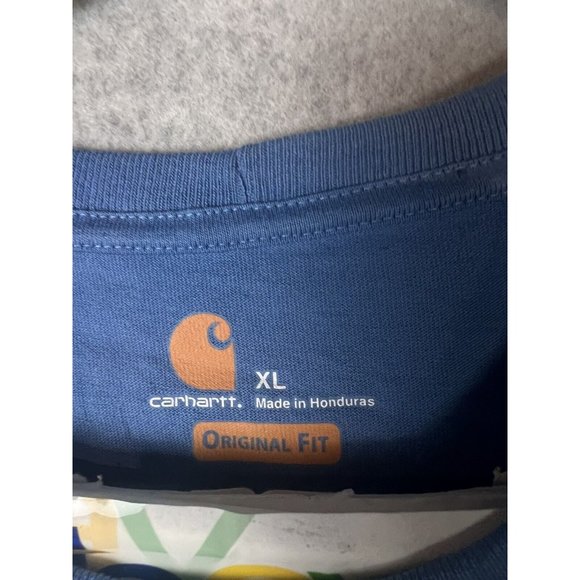 Carhartt Shirt Mens X-Large Original Fit Blue  Pocket Tee Crew Neck S/S Solid - Picture 4 of 9